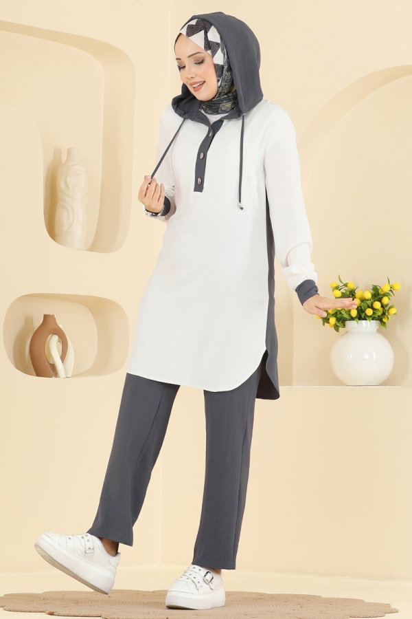 Modaselvim Hijab Combinations Combined 2905SLK540 Anthracite