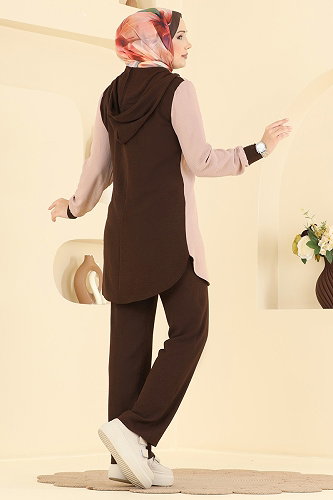 moda selvim طقم بني غامق 2905SLK540 - Thumbnail