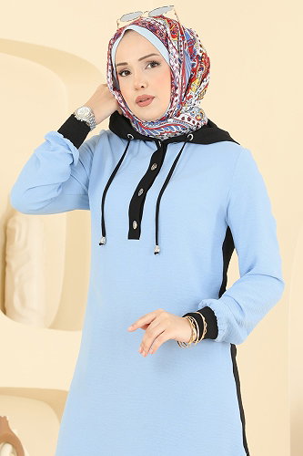 moda selvim طقم أسود وأزرق فاتح 2905SLK540 - Thumbnail