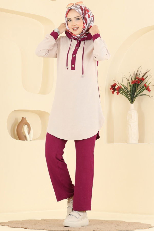 Modaselvim الاطقم طقم خمري 2905SLK540