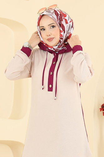 moda selvim طقم خمري 2905SLK540 - Thumbnail