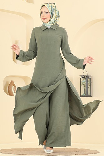 moda selvim طقم أخضر عشبي 2906SLK540 - Thumbnail