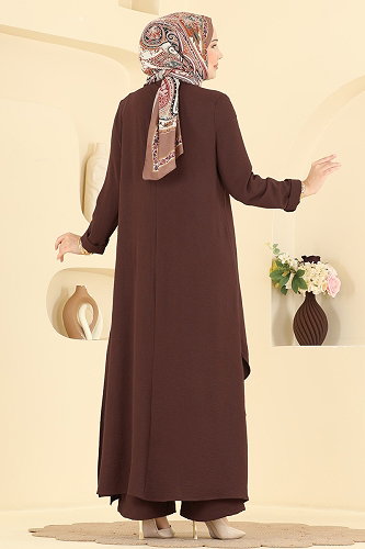 moda selvim طقم بني غامق 2907SLK540 - Thumbnail