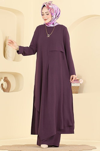 moda selvim طقم ليلكي غامق 2907SLK540 - Thumbnail