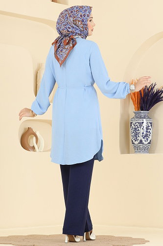 moda selvim Combined 2908SLK540 Baby Blue & Navy Blue - Thumbnail