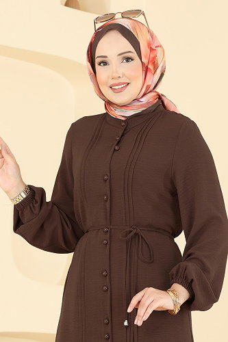 moda selvim طقم بني غامق&بيج 2908SLK540 - Thumbnail