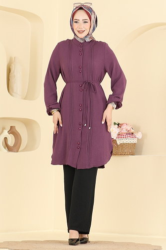 moda selvim Combined 2908SLK540 Dark Lilac & Black - Thumbnail