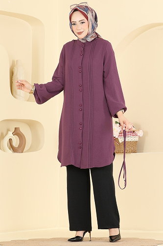 moda selvim Combined 2908SLK540 Dark Lilac & Black - Thumbnail