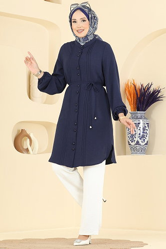 moda selvim Combined 2908SLK540 Navy Blue&Ecru - Thumbnail