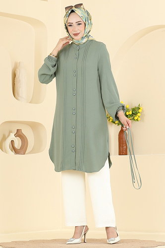 moda selvim طقم أخضر عشبي وسكري 2908SLK540 - Thumbnail