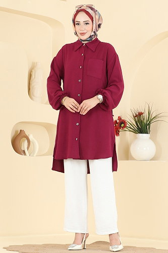 moda selvim Combined 2912SLK540 Burgundy&Ecru - Thumbnail