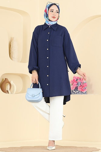 moda selvim Combined 2912SLK540 Navy Blue&Ecru - Thumbnail