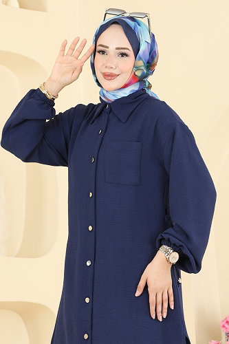 moda selvim Combined 2912SLK540 Navy Blue&Ecru - Thumbnail