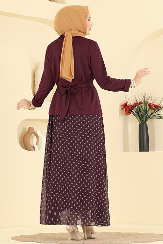 moda selvim طقم خمري 2917SLK540 - Thumbnail