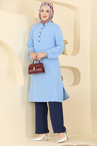 moda selvim Combined 2918SLK540 Blue & Navy Blue - Thumbnail