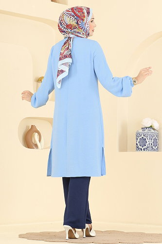 moda selvim Combined 2918SLK540 Blue & Navy Blue - Thumbnail