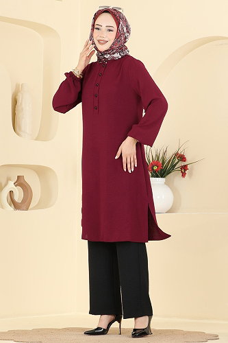 moda selvim Combined 2918SLK540 Burgundy & Black - Thumbnail