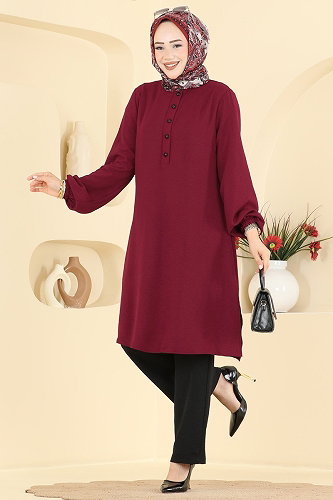 moda selvim طقم خمري و أسود 2918SLK540 - Thumbnail