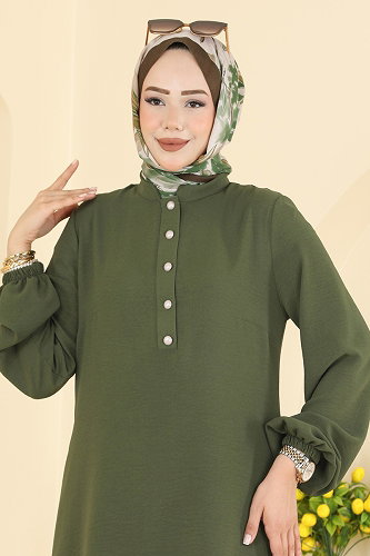 moda selvim طقم أخضر عفني و بيج 2918SLK540 - Thumbnail