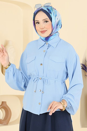 moda selvim Combined 2921SLK540 Baby Blue & Navy Blue - Thumbnail