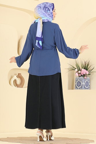 moda selvim طقم كحلي فاتح & كحلي غامق 2921SLK540 - Thumbnail