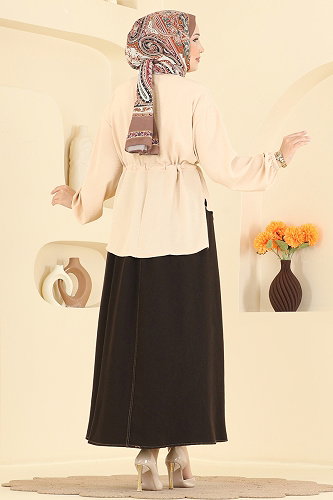 moda selvim طقم بيج وبني 2921SLK540 - Thumbnail