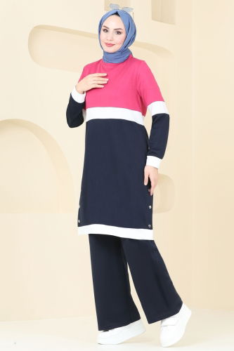 moda selvim Combined 292DVL817 Fuchsia&Navy Blue - Thumbnail