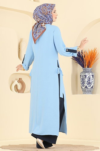 moda selvim طقم أزرق فاتح &كحلي 2930SL432 - Thumbnail