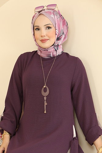 moda selvim طقم ليلكي غامق 2930SL432 - Thumbnail
