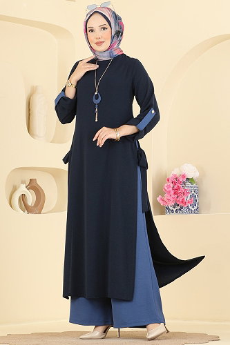 moda selvim طقم كحلي وأزرق 2930SL432 - Thumbnail