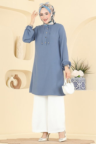 moda selvim طقم أزرق وسكري 2933SL432 - Thumbnail