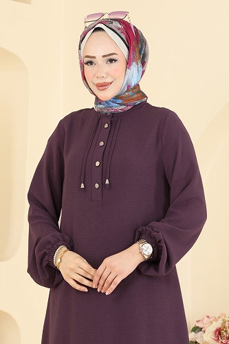 moda selvim طقم ليلكي غامق وسكري 2933SL432 - Thumbnail