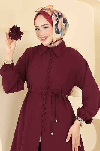 moda selvim طقم خمري 2934SL432 - Thumbnail