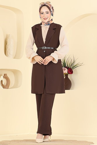 moda selvim طقم بني 2935SL432 - Thumbnail