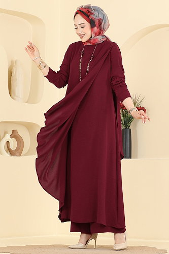 moda selvim طقم خمري 2937SLK540 - Thumbnail
