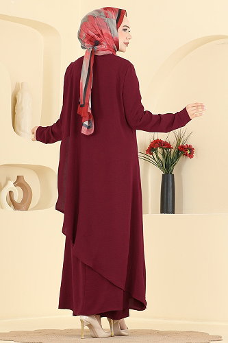 moda selvim طقم خمري 2937SLK540 - Thumbnail