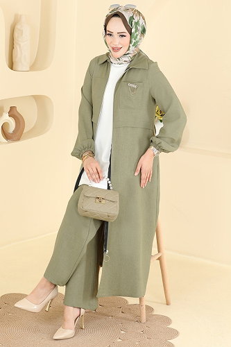 moda selvim طقم أخضر عشبي 2955SL432 - Thumbnail