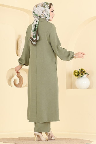 moda selvim طقم أخضر عشبي 2955SL432 - Thumbnail