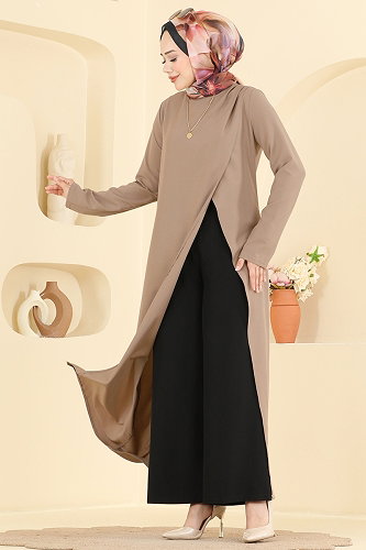 moda selvim طقم بيج وأسود 2956SL432 - Thumbnail