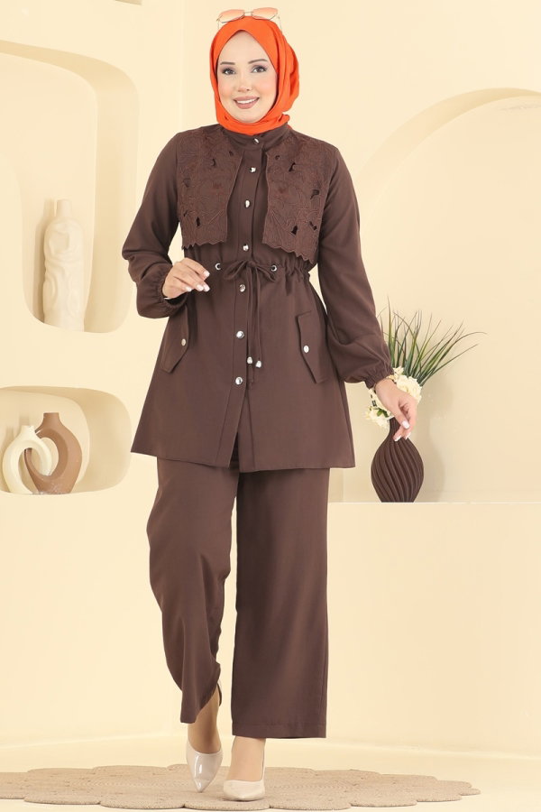 Modaselvim Hijab Combinations Combined 2957SL432 Brown