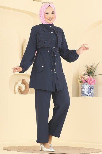 moda selvim طقم كحلي 2957SL432 - Thumbnail
