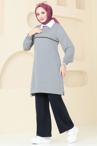 moda selvim Combined 298DVL817 Gray&Navy Blue - Thumbnail