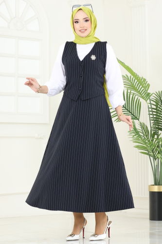 moda selvim طقم كحلي 3001BLU797 - Thumbnail