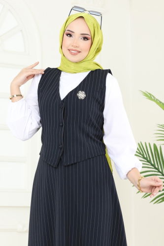 moda selvim طقم كحلي 3001BLU797 - Thumbnail