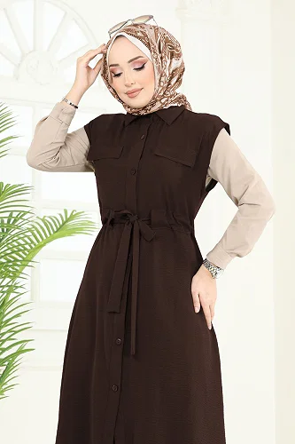 moda selvim طقم بني غامق 3017BLU797 - Thumbnail