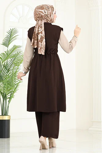 moda selvim طقم بني غامق 3017BLU797 - Thumbnail