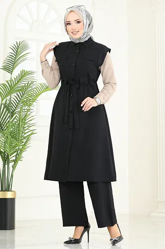 moda selvim Combined 3017BLU797 Black - Thumbnail