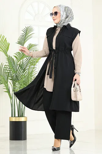 moda selvim طقم أسود 3017BLU797 - Thumbnail