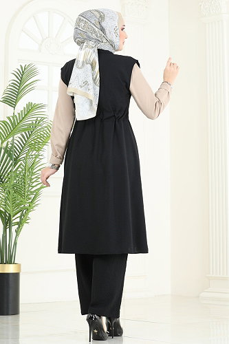 moda selvim طقم أسود 3017BLU797 - Thumbnail