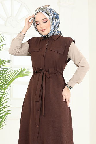 moda selvim طقم بني 3017BLU797 - Thumbnail